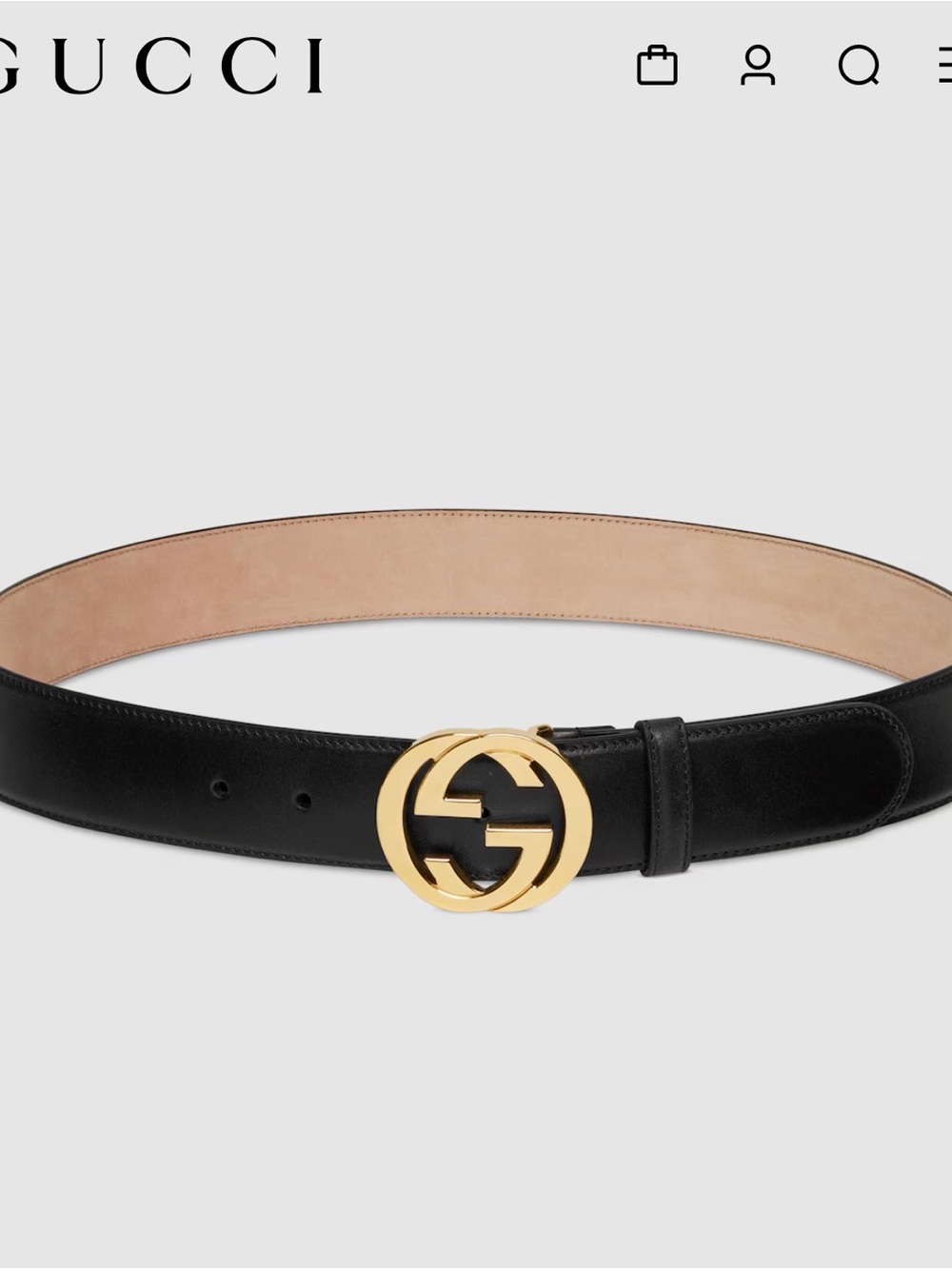 Gucci Black Leather Belt with Gold Double G Buckle
